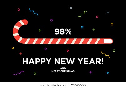 Christmas Candy Cane with Red Loading bar. Material Design Vector Illustration