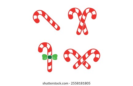 Christmas candy cane with red ribbon simple vector
