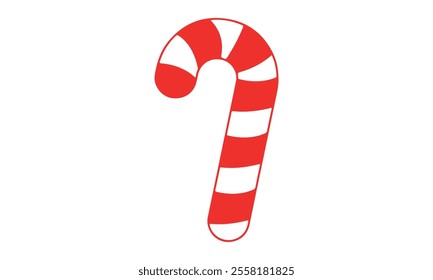 Christmas candy cane with red ribbon simple vector
