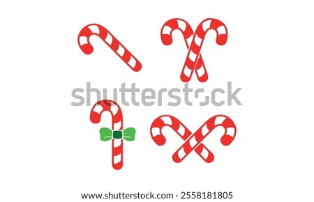 Christmas candy cane with red ribbon simple vector
