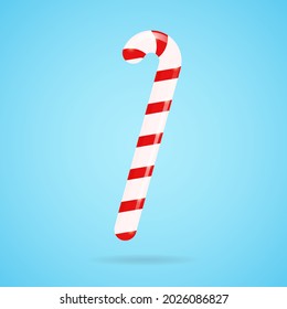 Christmas candy cane. Red and white colors. Isolated. Vector illustration.