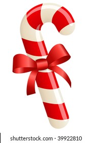 Christmas Candy Cane With Ribbon