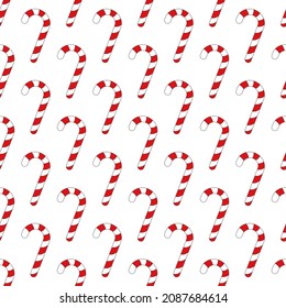 Christmas candy cane seamless pattern hand drawn vector