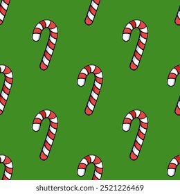 Christmas candy cane seamless pattern. Merry Xmas and Happy New Year background. Repeating print for fabric, wrapping paper, textile