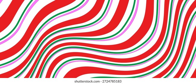 Weihnachten Süßigkeiten Rohr nahtlose Muster Welle Hintergrund Vektorgrafik.