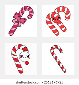 Weihnachten Süßigkeiten Rohr Silhouette Vektorgrafik
