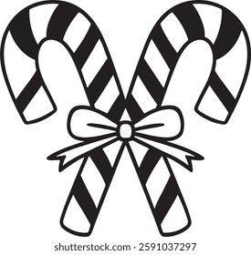Christmas candy cane silhouette vector Illustration icon design