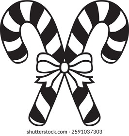 Christmas candy cane silhouette vector Illustration icon design