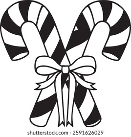 Christmas candy cane silhouette vector Illustration icon design