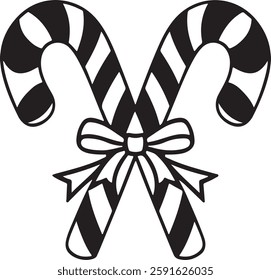 Christmas candy cane silhouette vector Illustration icon design