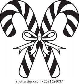 Christmas candy cane silhouette vector Illustration icon design