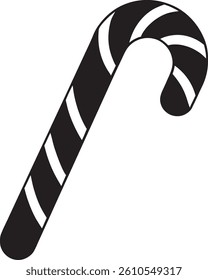 Christmas candy cane silhouette vector
