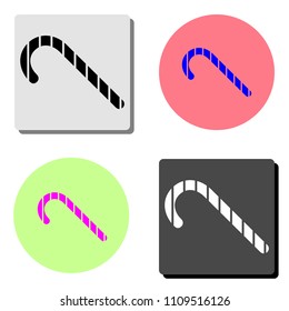 Christmas Candy Cane. simple flat vector icon illustration on four different color backgrounds