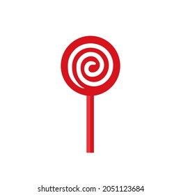 Caña de caramelo de Navidad, simple icono plano. Aislado en ilustración vectorial de fondo blanco.