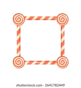 Christmas candy cane square border with swirl peppermint corners