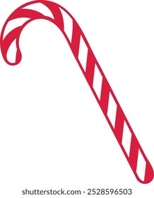 Christmas candy cane. Christmas stick. Traditional xmas candy with redand white stripes. Vector illustration