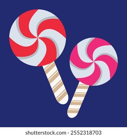 Christmas candy cane. Christmas stick. Traditional xmas candy with red and white stripes. Vector illustration