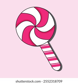 Christmas candy cane. Christmas stick. Traditional xmas candy with red and white stripes. Vector illustration