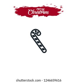 Christmas candy cane, stick vector icon