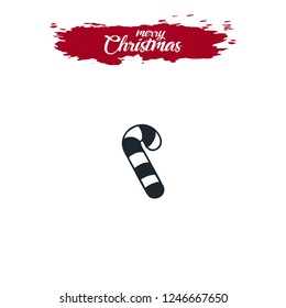 Christmas candy cane, stick vector icon