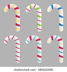 Christmas candy cane stick vector set isolated on background.