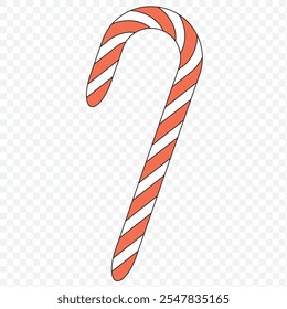 Navidades candy cane borde de línea recta con rayas rojas y verdes. Línea sin costuras de Navidad con patrón de piruleta de caramelo a rayas. Elemento Navidades. Ilustración vectorial aislada sobre fondo transparente.