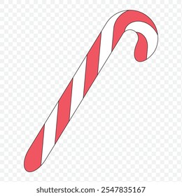 Navidades candy cane borde de línea recta con rayas rojas y verdes. Línea sin costuras de Navidad con patrón de piruleta de caramelo a rayas. Elemento Navidades. Ilustración vectorial aislada sobre fondo transparente.