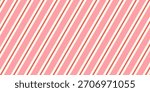Christmas Candy Cane striped seamless pattern. Xmas traditional gift wrapping texture. Pink caramel diagonal print. Festive peppermint candycane. Seasonal decoration. Vector illustration background