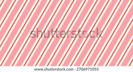Christmas Candy Cane striped seamless pattern. Xmas traditional gift wrapping texture. Pink caramel diagonal print. Festive peppermint candycane. Seasonal decoration. Vector illustration background