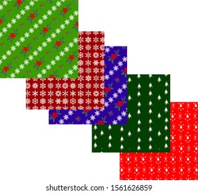 Christmas Candy Cane Stripes and Polka Dots Vector Patterns. Red Green White Xmas Theme Backgrounds. Prints for Wrapping Paper or Card-making. Repeating Pattern Tile Swatches Included. - Vetorial