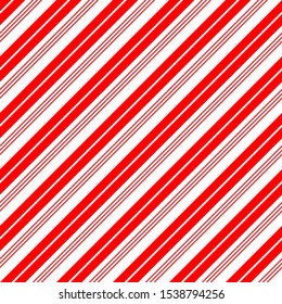 Christmas Candy Cane Stripes Seamless Vector Pattern in Red and White. Popular Winter Holiday Backdrop. Variable Width Stripes. Diagonal Lines Background. Repeating Tile Swatch Included.