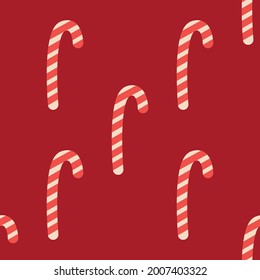 Christmas candy cane stripes seamless pattern in red and white. Popular winter festive background. Repeating tile pattern