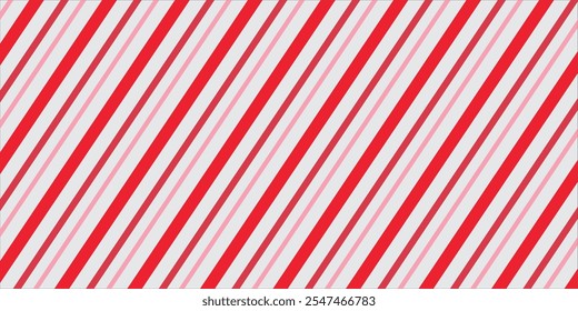 Christmas Candy Cane Stripes Seamless Vector Pattern in Red and White. Popular Winter Holiday Backdrop.eps10