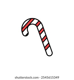christmas candy cane sweet stick christmas theme icon graphic illustration colored art