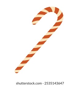 Christmas candy cane. Sweet stripes candy. Flat vector isolated illustration