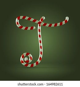 Christmas Candy cane traditional sweets abc capital letter T