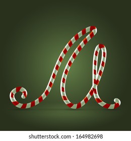 Christmas Candy cane traditional sweets abc capital letter M