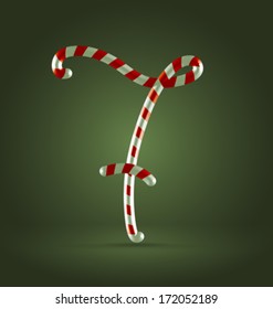 Christmas Candy cane traditional sweets abc numeral 7