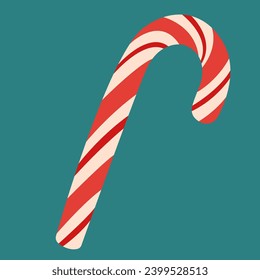 Christmas candy cane. Vector cartoon set of round candies with striped swirls. Hard sugar caramel, lollypop.