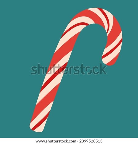 Christmas candy cane. Vector cartoon set of round candies with striped swirls. Hard sugar caramel, lollypop.