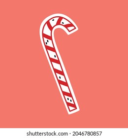 Christmas candy cane. Vector decorative element