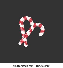 Christmas candy cane, vector illustration, isolated on background