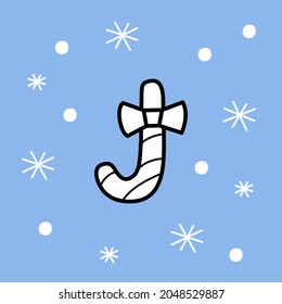 Christmas candy cane vector illustration flat style. New Year