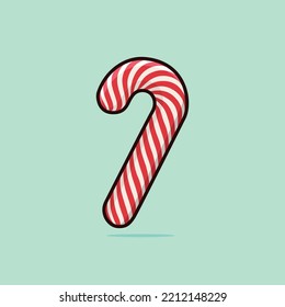 Christmas candy cane vector illustration. Merry Xmas and Happy New Year sweet 3d icon for poster, banner, or holiday invitation
