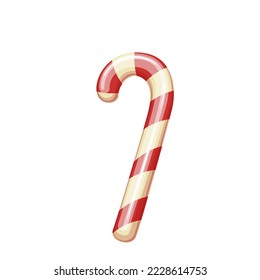 Christmas candy cane vector illustration. Cartoon isolated sweet stick with red and white stripes, sugar cane of Santa, lollipop gift and treats, candy dessert for winter holiday and party celebration