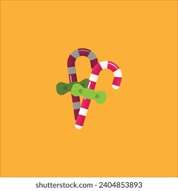 Christmas candy cane vector illustration, Xmas candy cane flat icon
