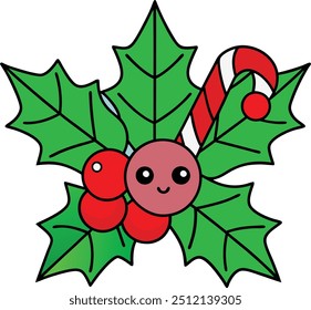 Ilustração de vetor de cana de doce de Natal - Desenho animado, Clipart, Design de arte de linha