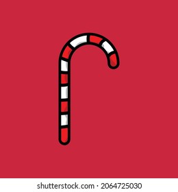 Christmas Candy Cane Vector Isolate In Red