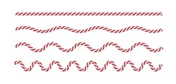 Weihnachtskerzenwelle Mit Rot-weißem Streifen. Weihnachtslinie Mit Gestreiftem Lollipop-Muster. Weihnachten Und Neues Jahr Element. Vektorgrafik Einzeln Auf Weißem Hintergrund.