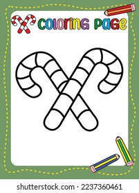 Christmas candy canes. Christmas coloring book for kids. Activity Book.